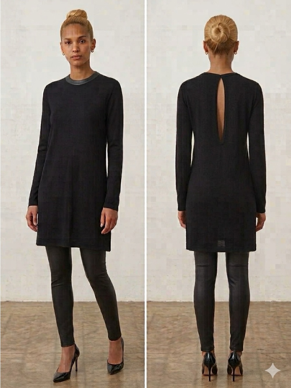 COS Black Long Sleeve Mini Dress Size Large